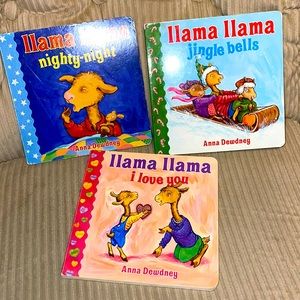 BOARD BOOKS LOT OF 3 LLAMA LLAMA I LOVE YOU NIGHTY-NIGHT & JINGLE BELLS EUC